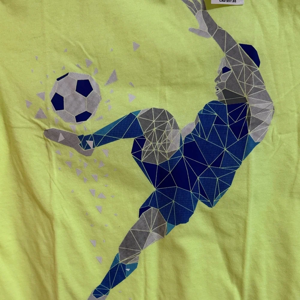 Children's Place Soccer Neon Yellow Graphic Tee Kids M 7/8